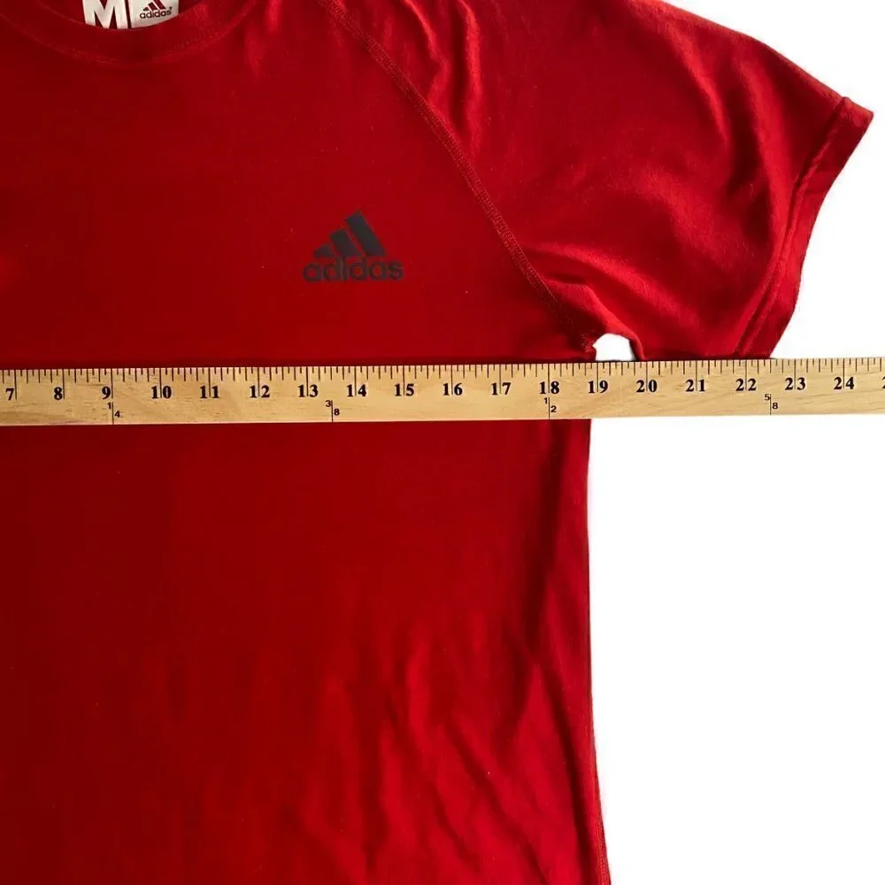 Adidas Mens Shirt Climalite Grove United Soccer Patch Red Short Sleeve Size M
